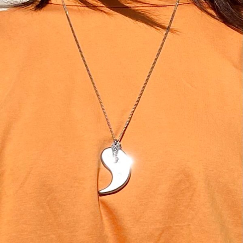 画像4: テラヘルツ勾玉ネックレス ラッキーブリング（サージカルステンレスチェーン） (4)