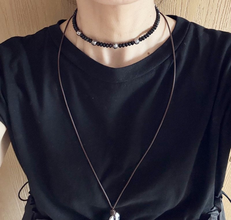 画像4: テラヘルツ チョーカー ・カチューシャ2WAY（オニキス／水晶） (4)